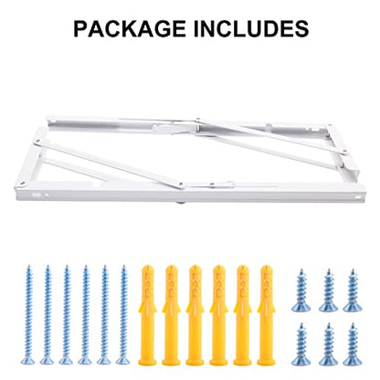 YUMORE Folding Shelf Brackets, 20 Inch Heavy Duty L Bracket, White, 2 Pack - color: White, size: 20 Inch
