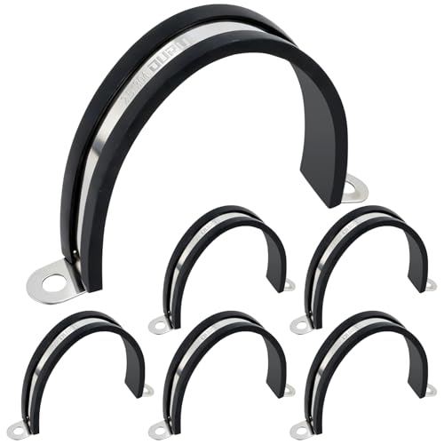 OURU 2.5 Inch Pipe Strap Fits 2.52"/63.9-64mm OD, Rubber U Bracket,6PCS - size: 2.5"