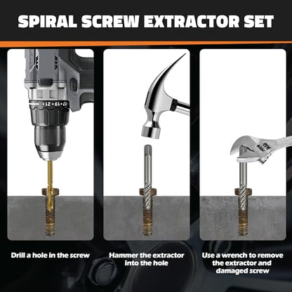 11PCS Bolt Extractor Set, Heavy Duty Screw & Stud Remover Kit - size: 11PCS