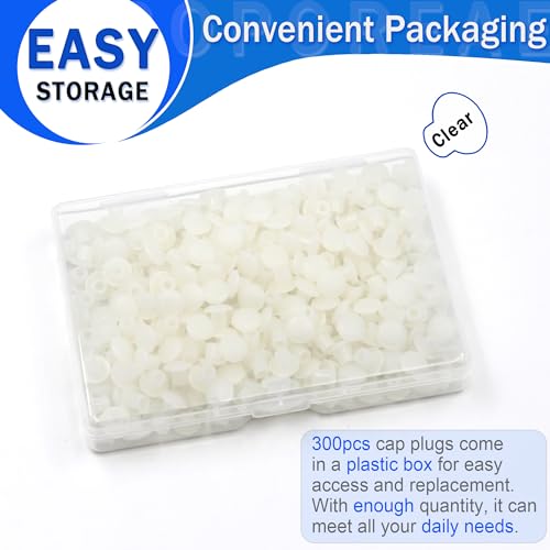 300Pcs 3/16" Plastic Hole Plugs, Screw Cap Round Button Plug - color: Clear, size: 300pcs*0.19"(5mm)