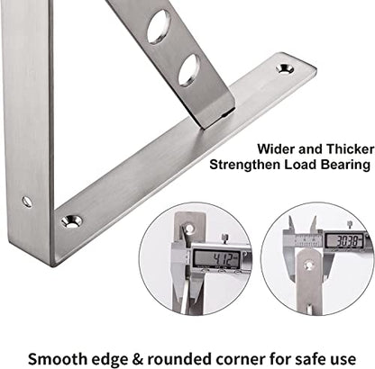 YUMORE 12 Inch Shelf Bracket, Heavy Duty L Bracket, 2 Pack - size: 12"(Soild)