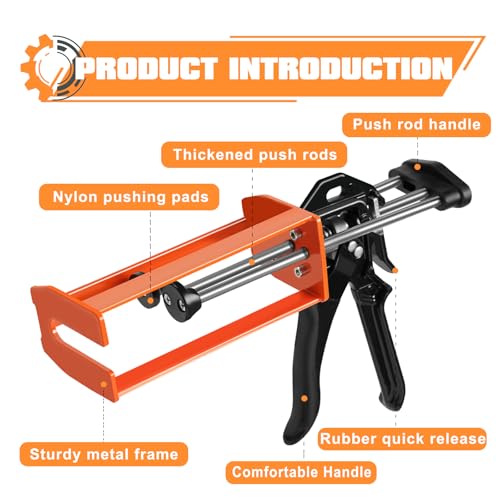 Epoxy Gun Dual Cartridge 200 ml / 215 ml (1:1 & 2:1), Manual 2 Part Epoxy Gun for Panel Bonding Adhesive, Fillers, Structural Epoxy, Plastic & Fiberglass Repair - size: 200ML/215ML(1:1&2:1)