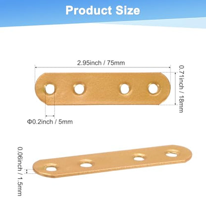 M METERXITY 20-Pack Flat Straight Brackets 2.95x0.71in, Gold - color: Gold, size: 75mm
