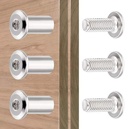 40 Sets Silver Furniture Connector Bolts M6x15mm Binding Screws for Wood - color: M6x15mm-D