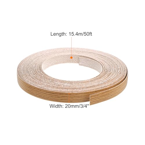 uxcell Edge Banding, 3/4 Inch x 50ft Pre-Glued Wood Veneer Edging Iron-on Flexible Edge Banding for Cabinet Repair Furniture Restoration, Teak - size: 3/4 Inch x 50ft