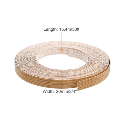 uxcell Edge Banding, 3/4 Inch x 50ft Pre-Glued Wood Veneer Edging Iron-on Flexible Edge Banding for Cabinet Repair Furniture Restoration, Teak - size: 3/4 Inch x 50ft