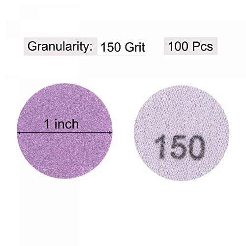 uxcell 100Pcs 1-Inch Purple Sanding Discs 150 Grits Hook and Loop Professional Aluminum Oxide Sand Paper Mini Size for Wood Metal Paint Finishing - style: 150 Grit