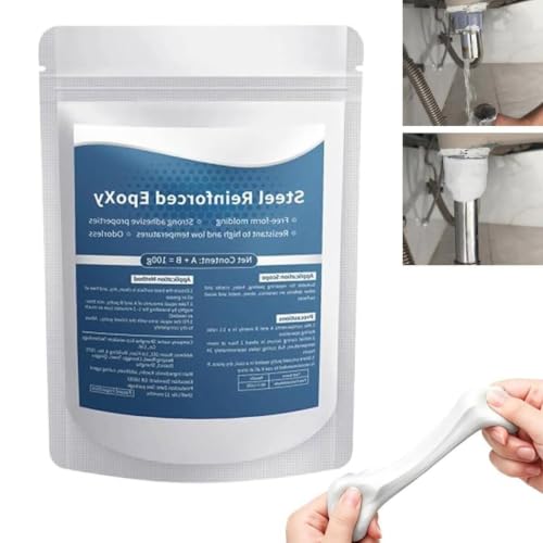 Steel Reinforced Epoxy Putty, High-Strength Repair Clay Filler for Metal Wood Ceramic Tile Stone Plastic, Waterproof Heat Resistant Wood Putty for Cracks Holes Pipes Surface Restoration - color: 1pcs