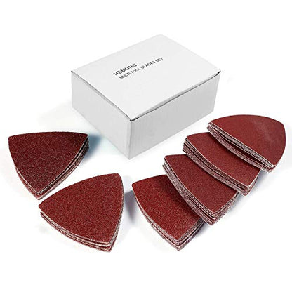 Triangle Oscillating Multi Tool Sanding Pads, 60Pcs 3-1/8 Inch Oscillating tool sandpaper for Triangle Multitool Sanding pads assorted 40/60/80/120/180/240 Grits