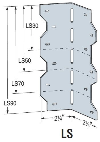 50 Pack Simpson Strong Tie LS70 6-3/8" Skewable Reinforcing Angle