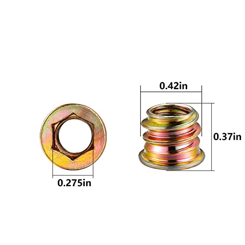 Wensilon 1/4"-10 200Pcs Threaded Insert for Wood Hex Drive Wood Inserts Furniture Nuts - size: 1/4"-10