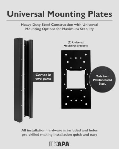 Ilyapa Black Mailbox Post for Outside, 43x4x4 inch Modern Metal Post Sleeve with Universal Mounting Plate Bracket for Curbside Residential Mailbox, Heavy Duty Outside Mailbox with Grooved Sides - color: Black Deluxe