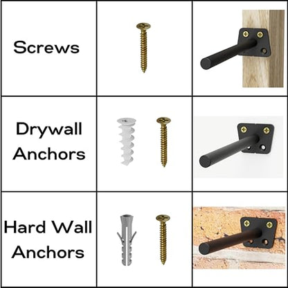 EVALD 6 Inch Floating Shelf Brackets, Hidden Shelf Brackets for Floating Shelves, Heavy Duty Shelf Bracket with Screws & Anchors, Floating Shelf Mount (6 Pack) - size: 6 Inch, style: 6 Pack All-purpose