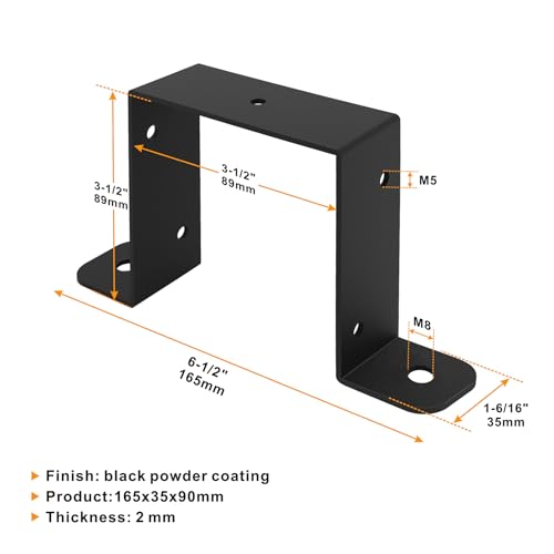 8 Pcs Square Pipe Clamp, Strap Post Ties Brackets, U Shaped Connector Bracket for 4×4 Post,Wood Deck Fence Post Tie for Balcony Railing, Stairs Railing