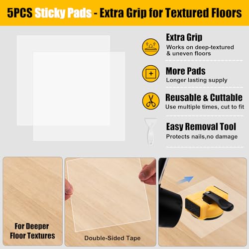 Heavy Duty Floor Gap Repair Tool：Double Tapping,2.8" Suction Cup,with 5Pcs Sticky Pads & 1 Removal Tools, Suitable Repair for Textured Wood,Lvp Vinyl&Laminate Flooring M-Size - size: M