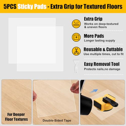 Heavy Duty Floor Gap Repair Tool：Double Tapping,2.8" Suction Cup,with 5Pcs Sticky Pads & 1 Removal Tools, Suitable Repair for Textured Wood,Lvp Vinyl&Laminate Flooring M-Size - size: M