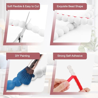 LSGCQ Flexible Molding Trim Peel and Stick Beaded Trim, White - color: White, size: 10mm/10ft