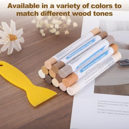PATIKIL 3Pcs Wood Furniture Repair Markers with Scraper, 3 Colors-4 - color: White/Warm White/Light Luxury Gray