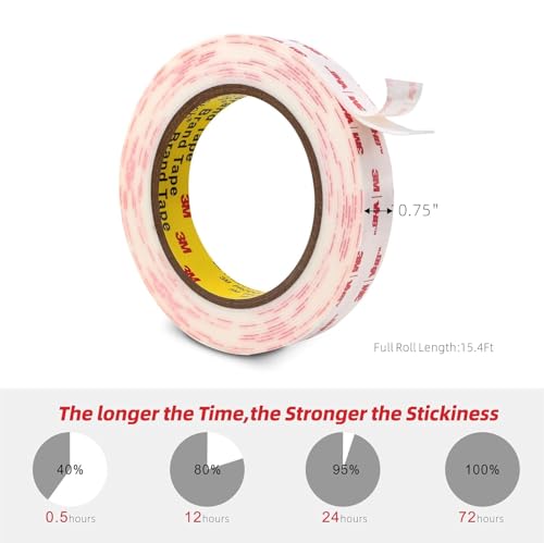 3M Double Sided Tape 3/4''x15.4Ft 2 Pack - color: White, size: 0.75''×15.4Ft