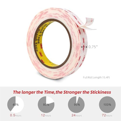 3M Double Sided Tape 3/4''x15.4Ft 2 Pack - color: White, size: 0.75''×15.4Ft