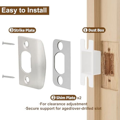 Standard Door Strike Plate with Spacer Shim, Universal Striker - color: Satin Nickel, size: 1 Pack