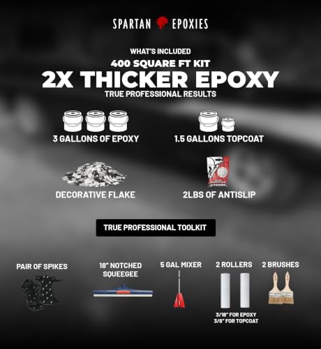 Epoxy Floor Kit for Concrete, 300-400 ft², Medium Gray with Domino Flake - size: 300-400 ft², style: Medium Gray with Domino Flake