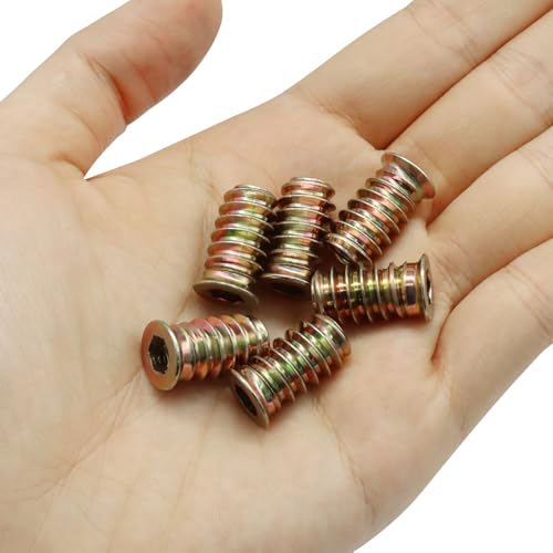 Piutouyar 20 Pcs M6x20mm Threaded Inserts Nuts for Wood - size: M6x20mm