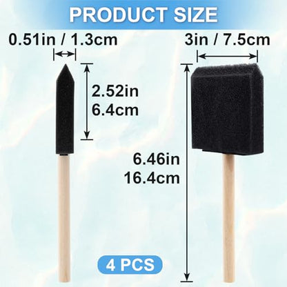 4pcs Foam Paint Brushes, Sponge Painting Tool, 3in, Black - color: Black-4pcs-3"