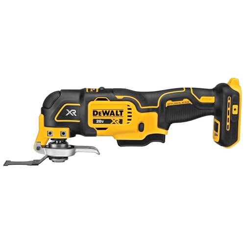 DEWALT 20V MAX XR Oscillating Multi-Tool Cordless, Variable Speed Brushless Motor Multitool with LED Light, Extended Runtime, Includes Two Wood Cutting Blades, Tool Only (DCS356B) - style: Tool Only