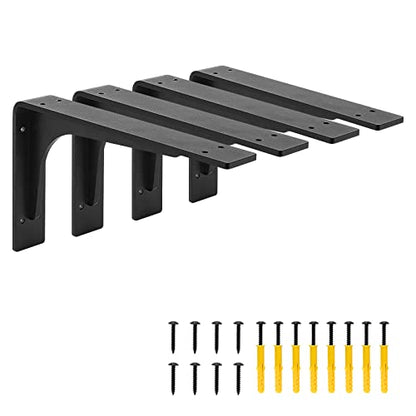 10"x 6"Shelf Brackets,L Shelf Brackets,max Load 300lbs, Vertical Angle, Premium Alloy Metal Heavy Duty Shelf Bracket, high Strength Mounting Hardware Included, Corner Brace Joint,Pack of 4. - size: 10 inch x 6 inch die-cast