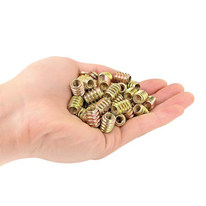 80Pcs M6x15mm-H Flushed Nut Inserts Wood Threaded Fastener for Furniture