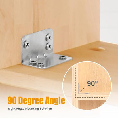 POWERTEC L Bracket 50PK, 90 Degree Shelf Brackets, Corner Braces for Wood Shelves/Bed Frame/Work Bench/Cabinet/Chicken Coop (71429-P2) - size: L Brackets, 50PK