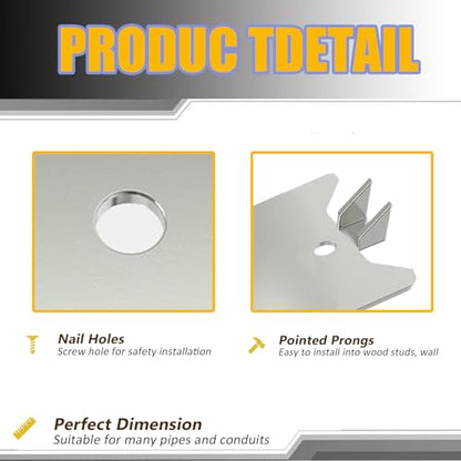 Nail Plates for Wood Studs, 1.5 x 2.5 Inch Sharp Pointed Prongs, Cable Wire Protector Plate, Anti-Nail Protection Plate Shield, Protecting Plumbing and Wiring, Iron Galvanized Material (2.5in-50pcs) - color: 2.5in-50pcs