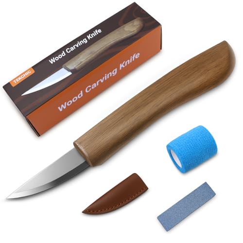 Wood Carving Knife for Beginners Whittling Knife with Leather Sheath - color: Brown