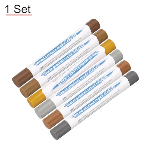 HARFINGTON Wood Filler Sticks 6 Colors Wooden Wax Touch Up Furniture Repair Crayons for Space Gray, Iron Gray, Yellow Oak, Light Yellow, Dark Brown, Walnut - color: Space Gray Woods Series