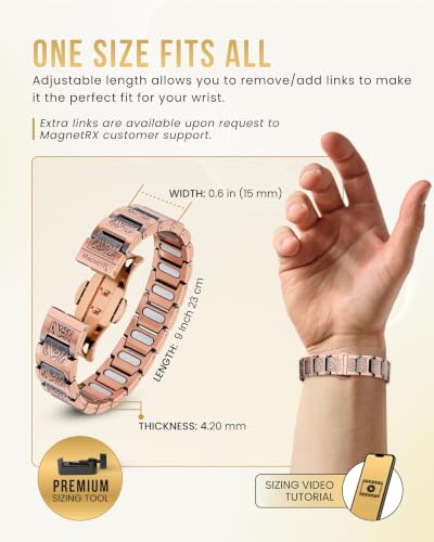 MagnetRX® EllipseMAX Copper Magnetic Bracelets for Men (Viking) - color: 5x Strength - EllipseMAX (5,000 Gauss) – Viking