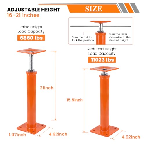 4 Pack House Floor Jacks, 16"-21" Height Range, 11023 LBS Max Load - size: 16"-21"