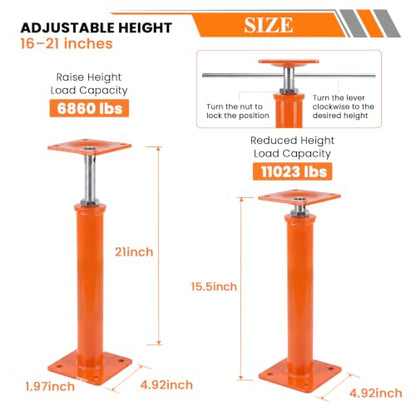 4 Pack House Floor Jacks, 16"-21" Height Range, 11023 LBS Max Load - size: 16"-21"