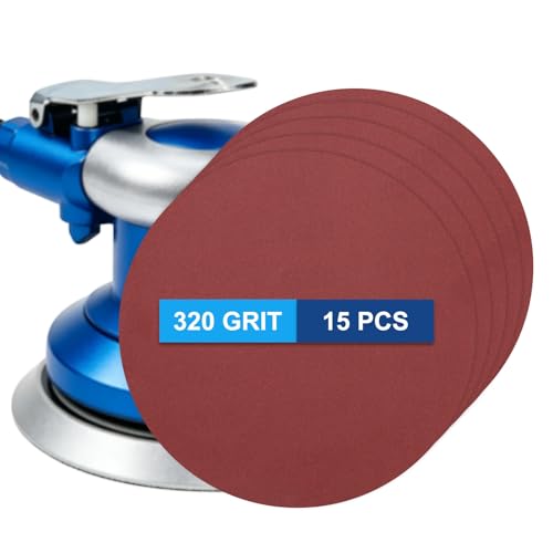 5 Pack 9 Inch PSA Sanding Discs 320 Grit Aluminum Oxide Red - size: 320 grit