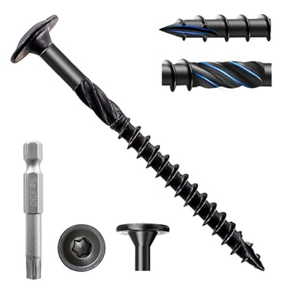 50Pcs Lag Screws #14 x 4-1/2 Structural Wood Screw Heavy Duty Construction Screw Star Drive Rust Resistant Washer Head Black Coated for Exterior Wood/Lag/Timber Screws with T30 Star Bit - size: 4-1/2 Inch