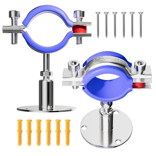 2 Pack Wall Mount Ceiling Mount Pipe Supports Suitable for OD Pipe 45-48mm Adjustable Height 30-50mm Adjustable Pipe Strap Clamp with Screws Stainless Steel - color: Adjustable Height 30-50mm, style: 45mm