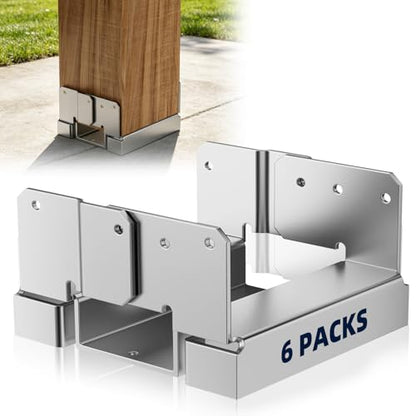 6x6 Post Base for Concrete, Heavy Duty Galvanized Steel Bracket, 6 Pack - color: 6X6 - 6Pcs