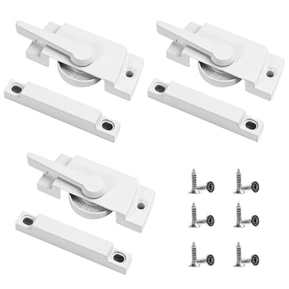 3 Pack Window Sash Locks - Sliding Window Latch Replacement for Single-Hung and Double-Hung, White Cam Lock for Vertical and Horizontal Sliding Windows