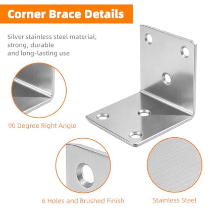 20 Pcs Metal Corner Braces,Heavy Duty Angle Bracket with Screws - color: Black