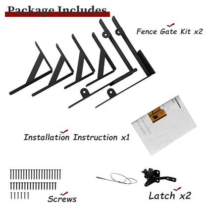 2 Sets Gate Kit Gate Corner Brace Bracket Heavy Duty Anti Sag Gate Frame Kit with a Self-Locking Gate Latch, Gate Kits for Wooden Fence Garden Wooden Driveway Gates,Shed Doors, Corral Gates - size: Fence Gate Kits 2 Set
