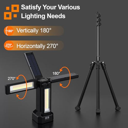 iodoo 13200mAh Rechargeable Solar Work Light with Folding Stand Support and Portable Carrying Bag, 8000 Lumen Stepless Dimmable, 4 Lighting Modes, White/Warm/Warm White (Black(Remote)) - size: Black(Remote)