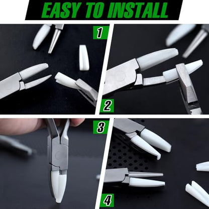 8 Pairs Replacement Nylon Jaws for Flat Nose & Half Round Eyeglasses Frame Pliers, Nylon Tip Replacement Jaws, Smooth Tip Inserts for Eyeglasses Repair Arm Forming - size: 16 piece