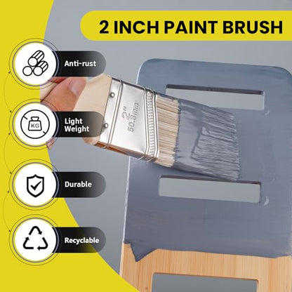 Mister Rui 3-Pack 2 Inch Angled Paint Brushes, Sash Brushes for Trim & Wall - size: 3PCS, 2" Short