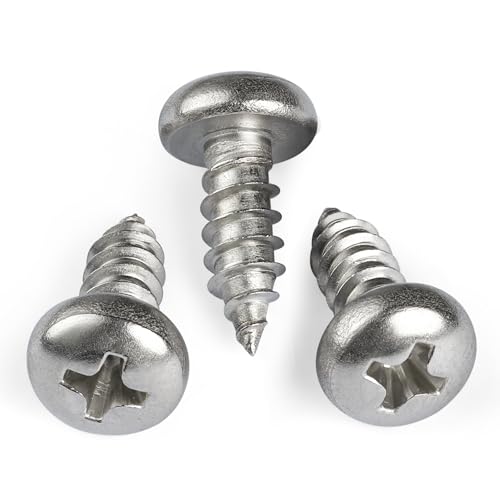#8 x 1/2 Inch Pan Head Wood Screws, Phillips Drive, Stainless Steel 304 (18-8), Self Tapping for Wood, Sheet Metal Screws, 100 Pack - color: Silver, size: #8 x 1/2"
