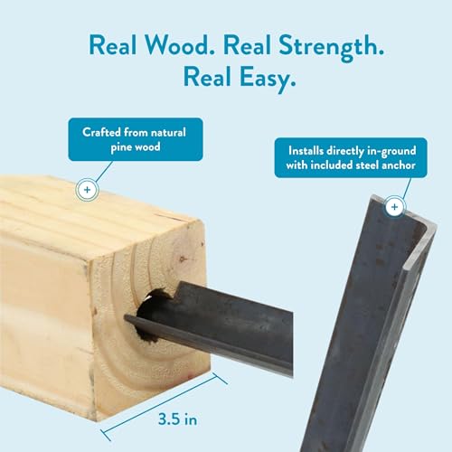 Architectural Mailboxes 23" Height, No Dig, 4x4 Wooden Pine Post Insert with Anchor Kit for Slip Over Posts